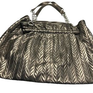 Charming Charlies Metalic Rouched Slouchy Soft Chain Detail Handles